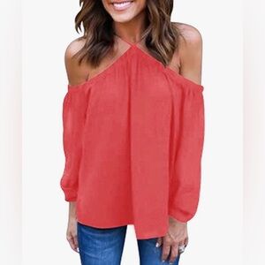 Coral Off-Shoulder Top • Floaty & Flowy • Size M • Fashion Classic Collection •